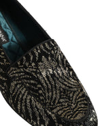 Black Silver Embellished Dress Loafers Shoes