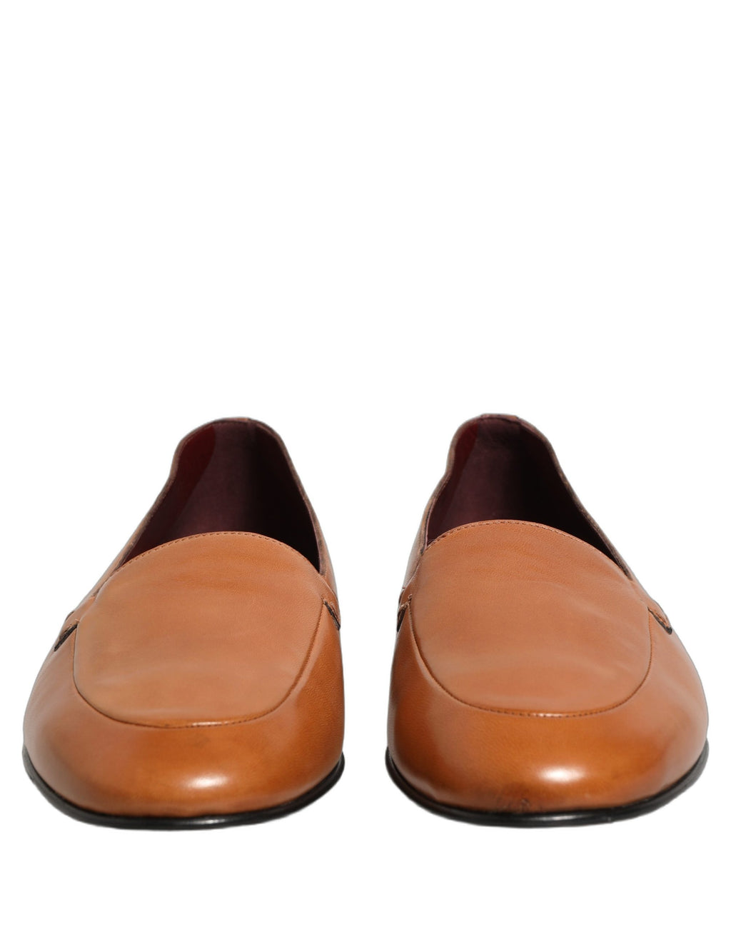 Brown Leather Logo Slip On Men Loafers Shoes