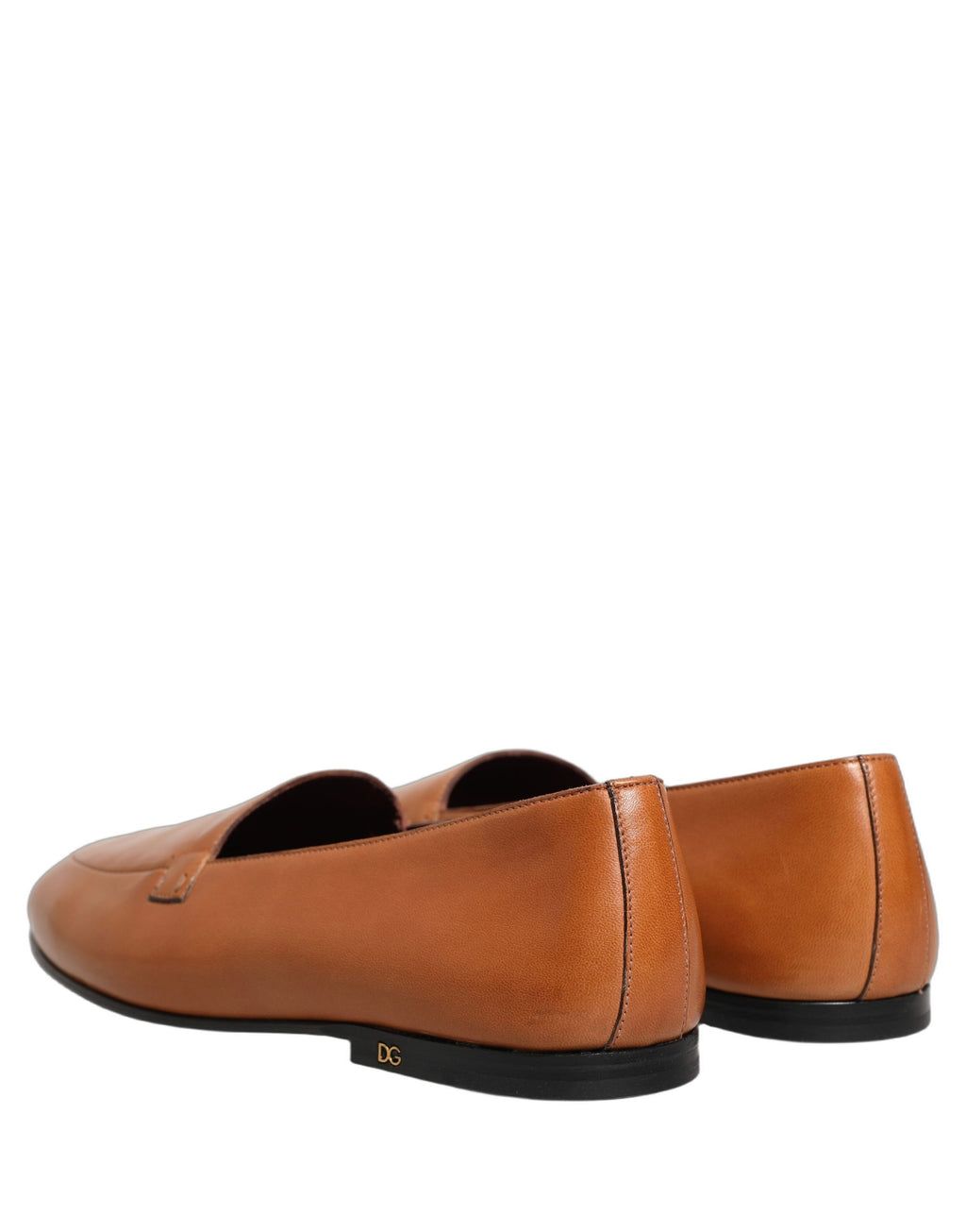 Brown Leather Logo Slip On Men Loafers Shoes
