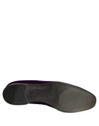 Violet Velvet Rhinestone Sequin Loafers Shoes