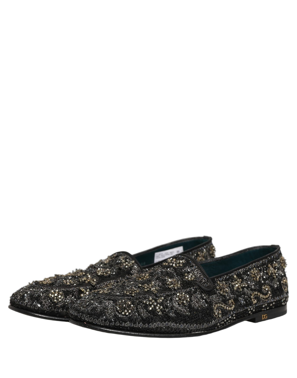Black Rhinestone Embellished Loafers Shoes