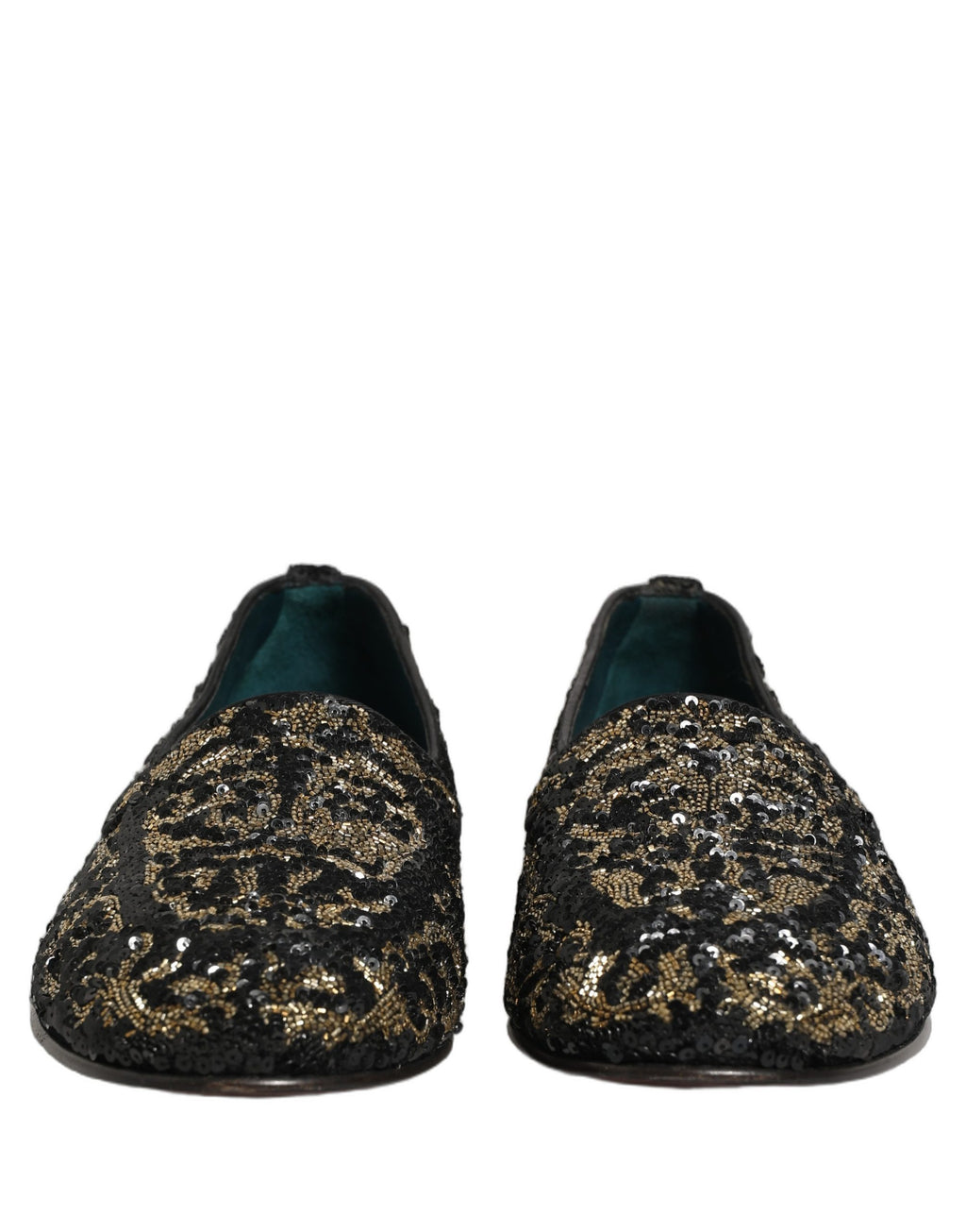 Black Gold Embellished Dress Loafers Shoes