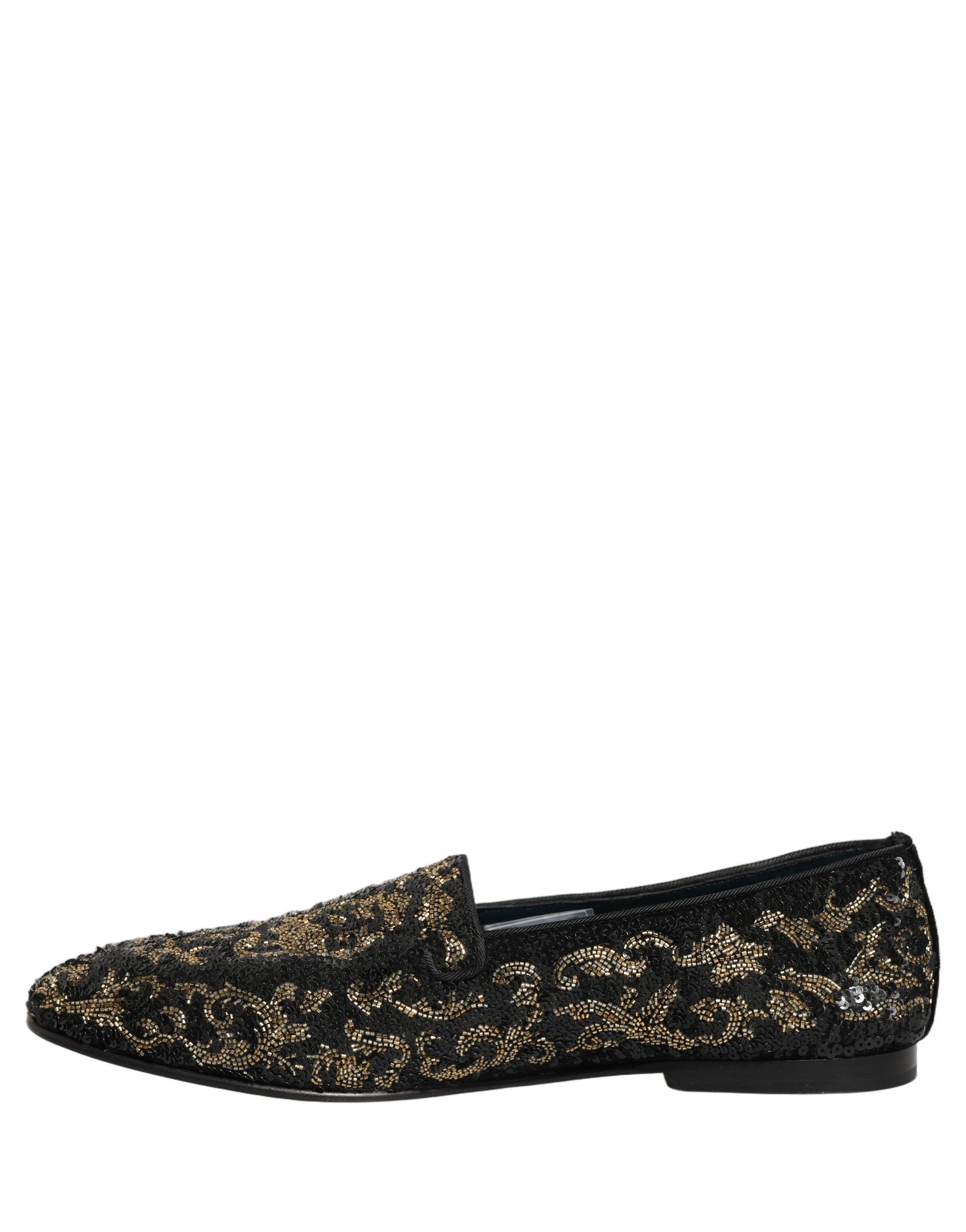 Black Gold Embellished Dress Loafers Shoes