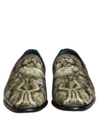 Brown Baroque Print Slip On Men Loafers Shoes