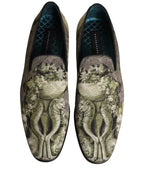 Brown Baroque Print Slip On Men Loafers Shoes