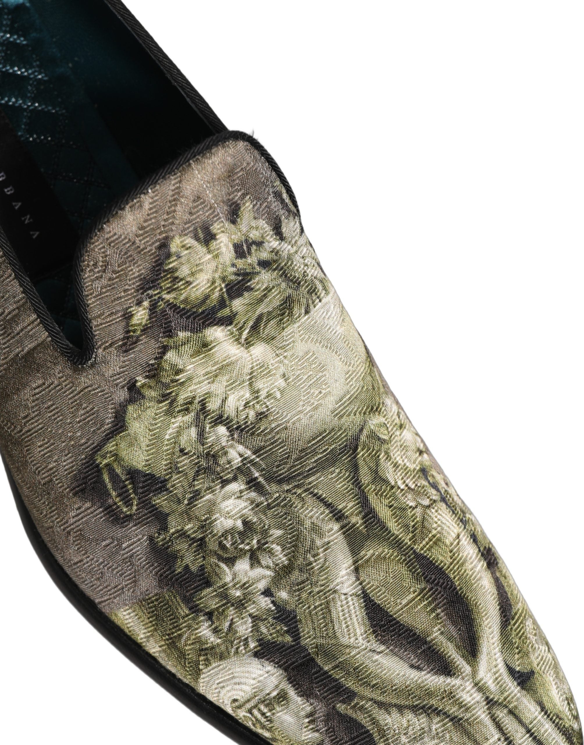 Brown Baroque Print Slip On Men Loafers Shoes