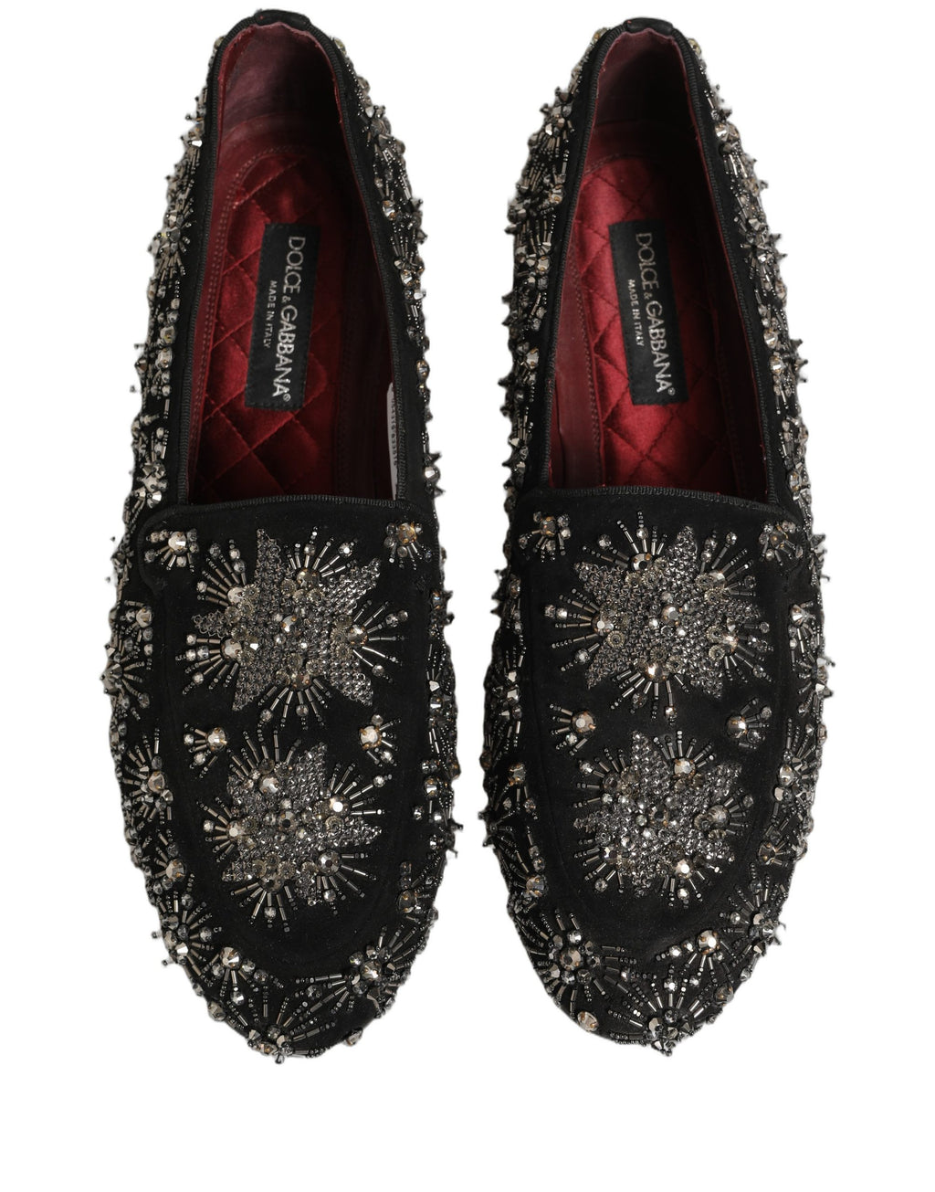 Black Crystal Embellished Dress Loafers Shoes