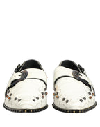 White Studded Formal Dress Monk Strap Shoes