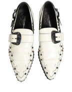 White Studded Formal Dress Monk Strap Shoes