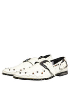 White Studded Formal Dress Monk Strap Shoes