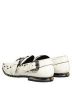 White Studded Formal Dress Monk Strap Shoes