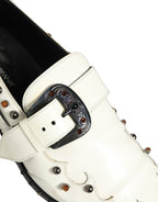 White Studded Formal Dress Monk Strap Shoes
