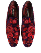 Violet Red Bead Embellished Loafers Shoes