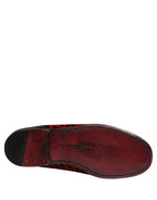 Red Leopard Print Pony Hair Dress Loafers Shoes