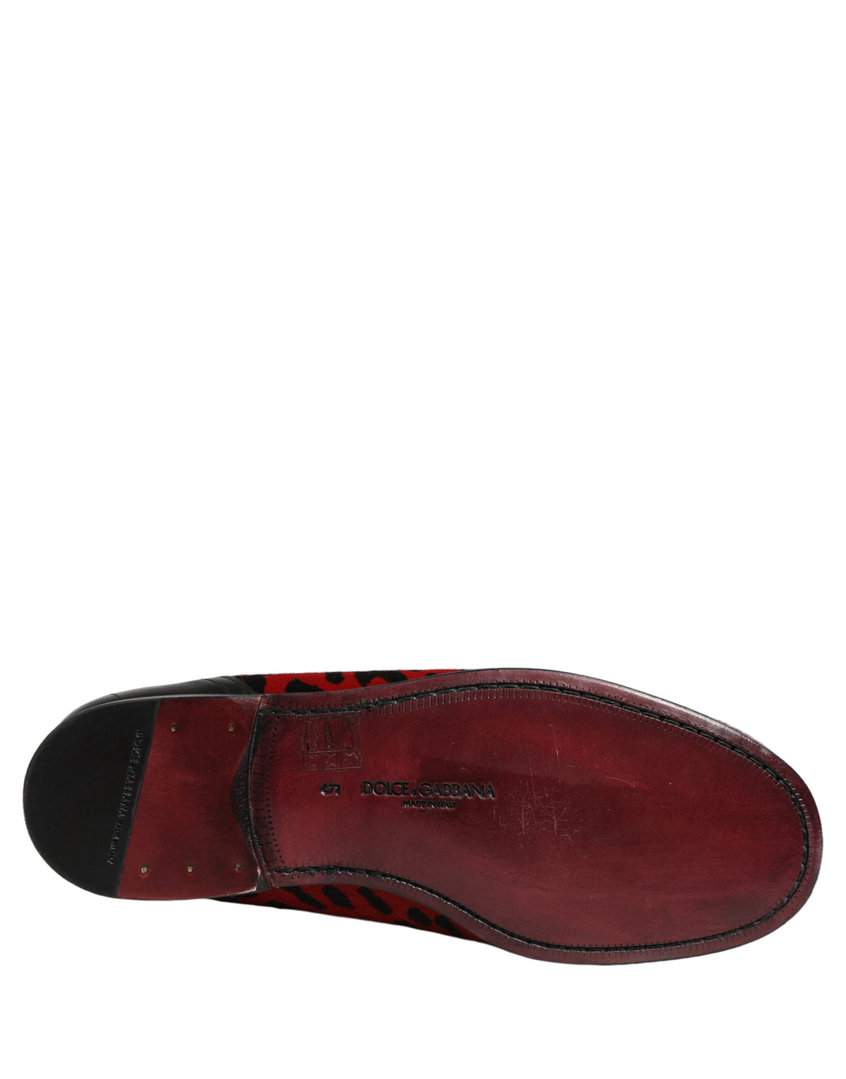 Red Leopard Print Pony Hair Dress Loafers Shoes