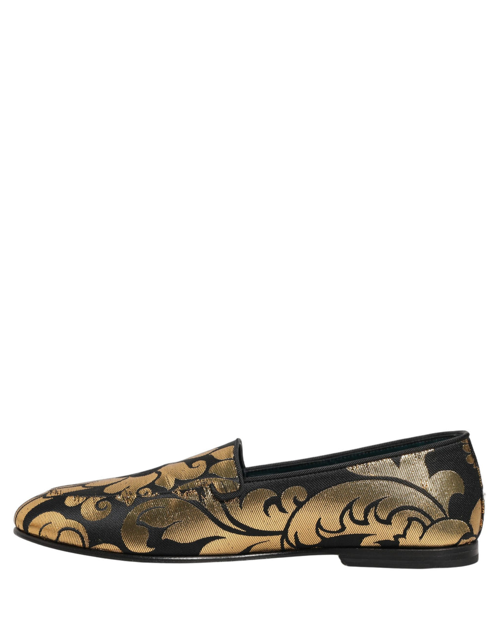 Black Gold Floral Jacquard Dress Loafers Shoes