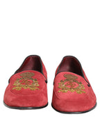 Red Velvet Logo Embroidery Men Loafers Shoes
