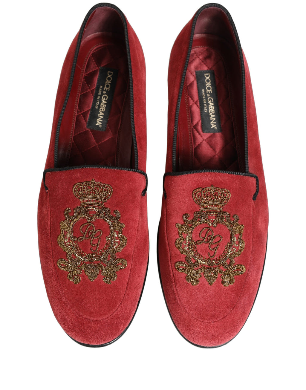 Red Velvet Logo Embroidery Men Loafers Shoes