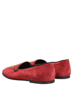 Red Velvet Logo Embroidery Men Loafers Shoes