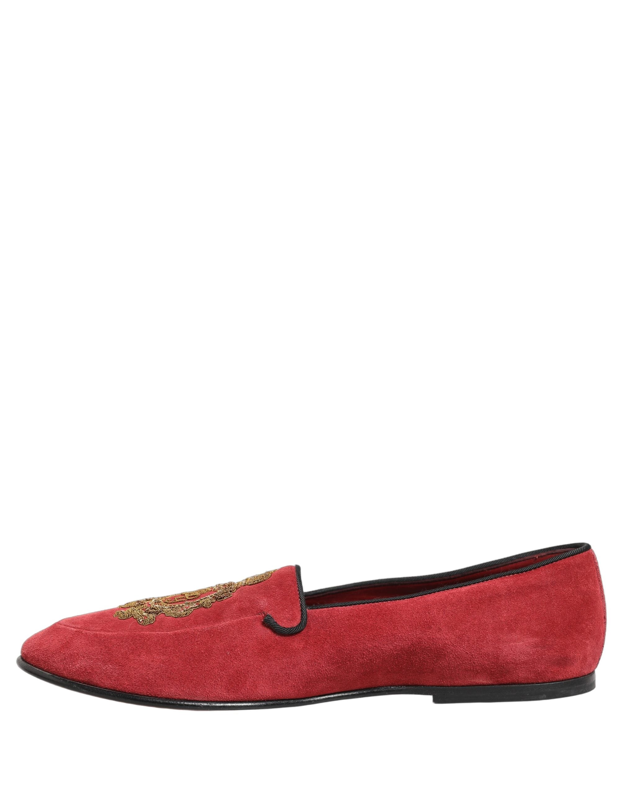 Red Velvet Logo Embroidery Men Loafers Shoes