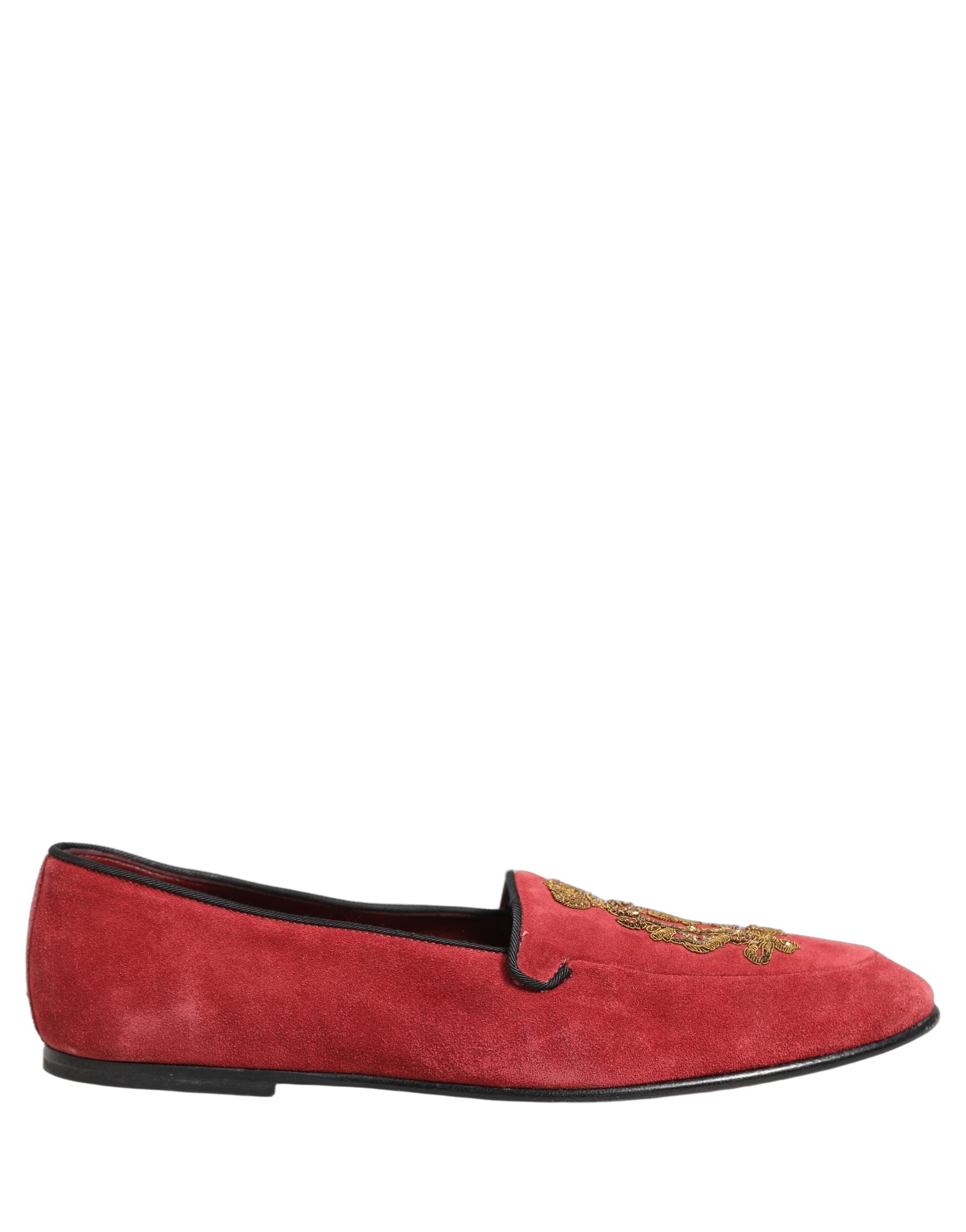 Red Velvet Logo Embroidery Men Loafers Shoes