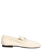 White Fur Shearling Men Dress Loafers Shoes