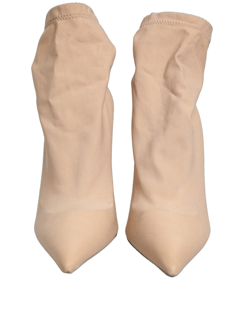 Beige Stretch Socks Heels Ankle Boots Shoes