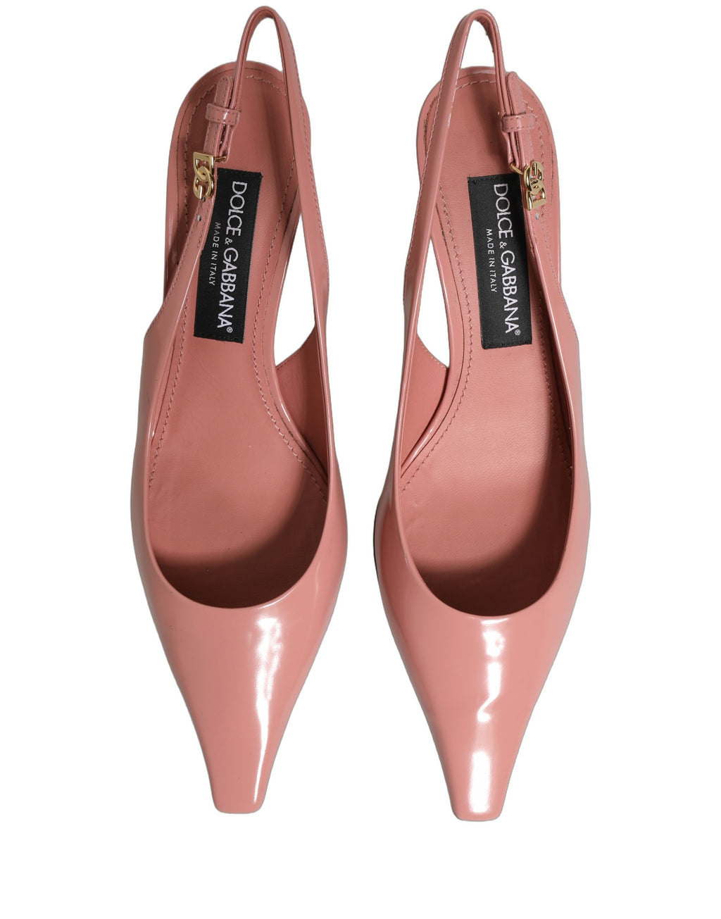 Pink Leather Mid Heels Slingbacks Shoes