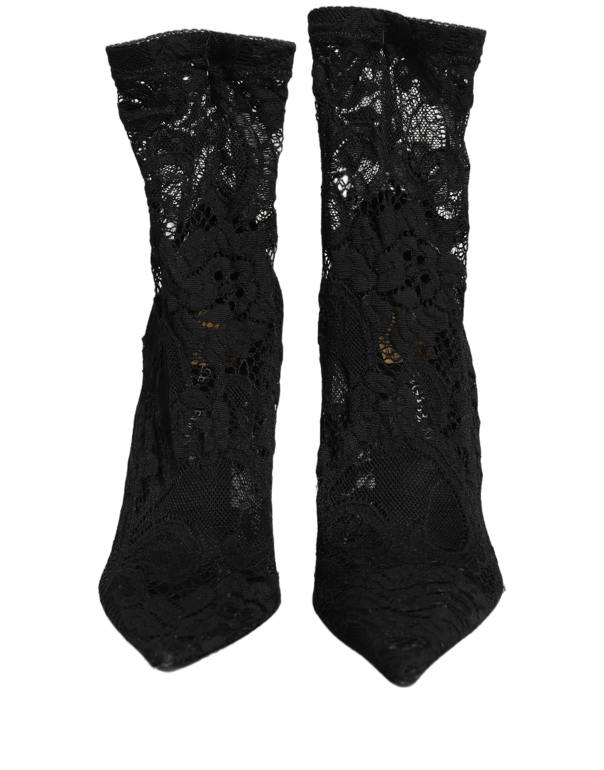 Black Socks Taormina Lace Pumps Boots Shoes