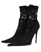Black Socks Taormina Lace Pumps Boots Shoes