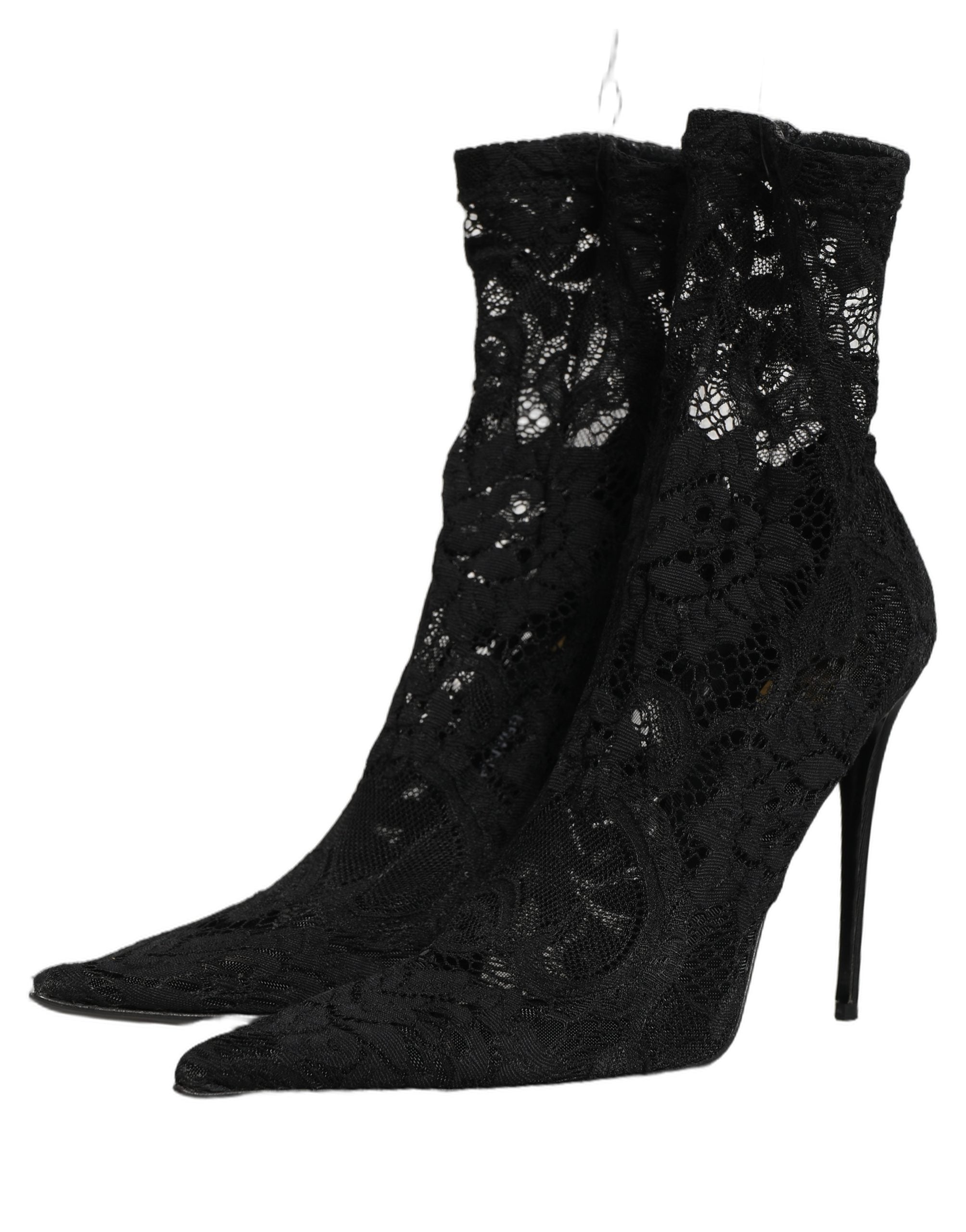 Black Socks Taormina Lace Pumps Boots Shoes