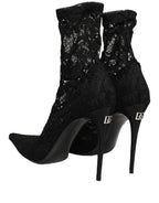 Black Socks Taormina Lace Pumps Boots Shoes