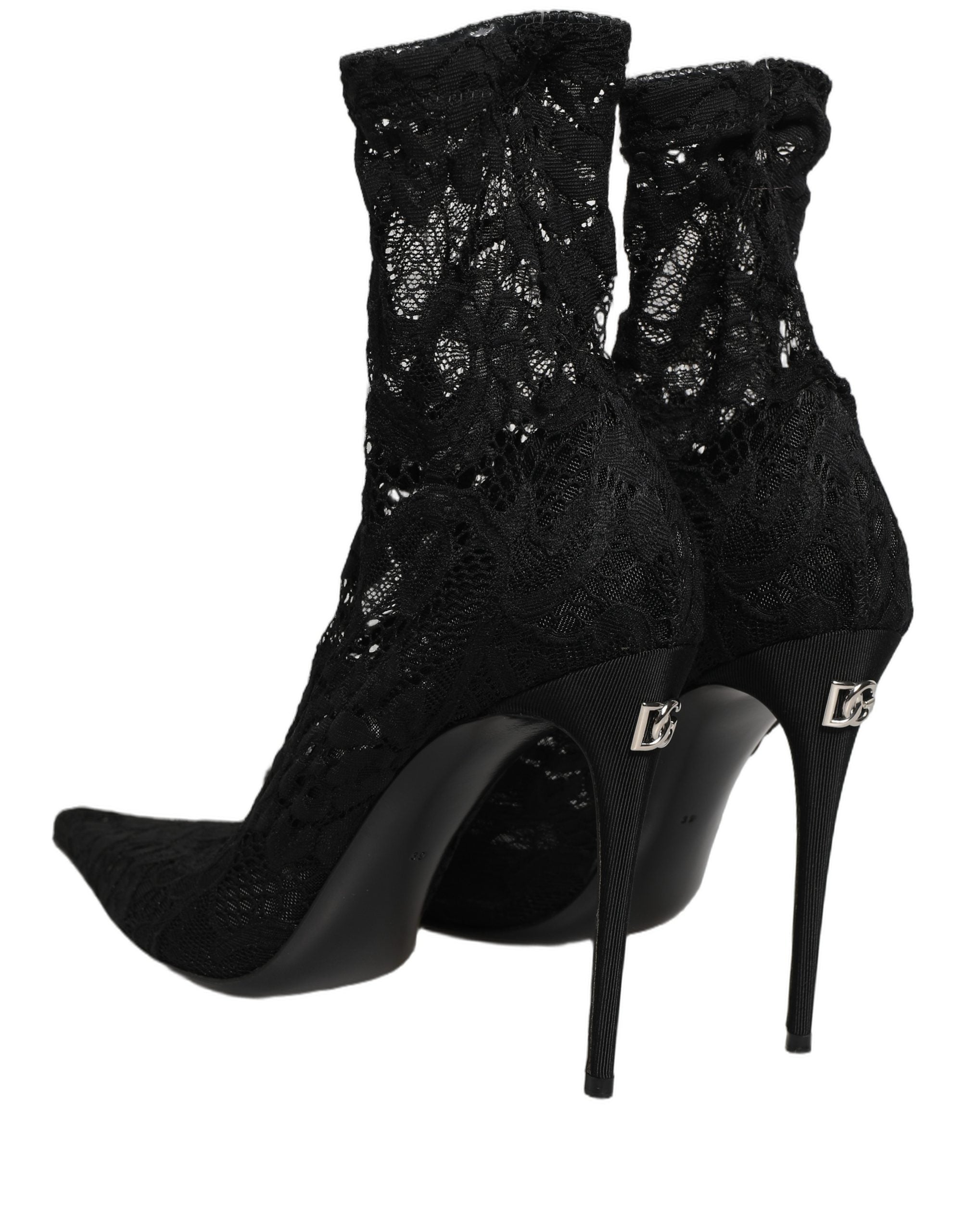 Black Socks Taormina Lace Pumps Boots Shoes
