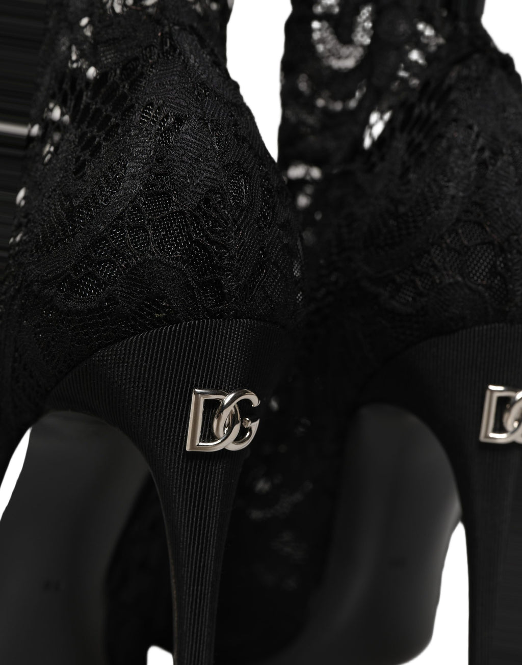 Black Socks Taormina Lace Pumps Boots Shoes