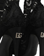 Black Socks Taormina Lace Pumps Boots Shoes