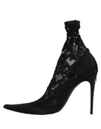 Black Socks Taormina Lace Pumps Boots Shoes