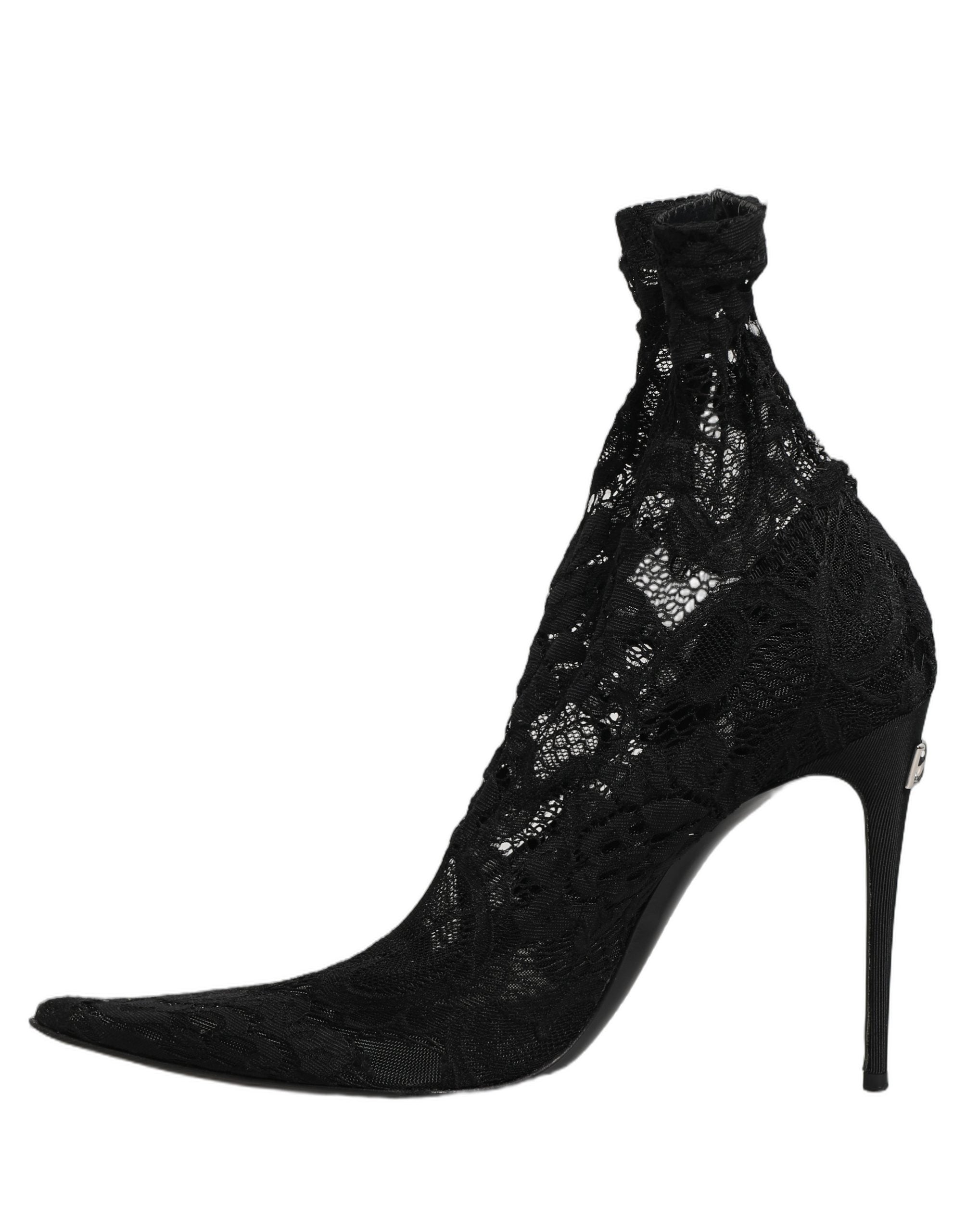 Black Socks Taormina Lace Pumps Boots Shoes