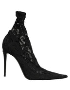 Black Socks Taormina Lace Pumps Boots Shoes