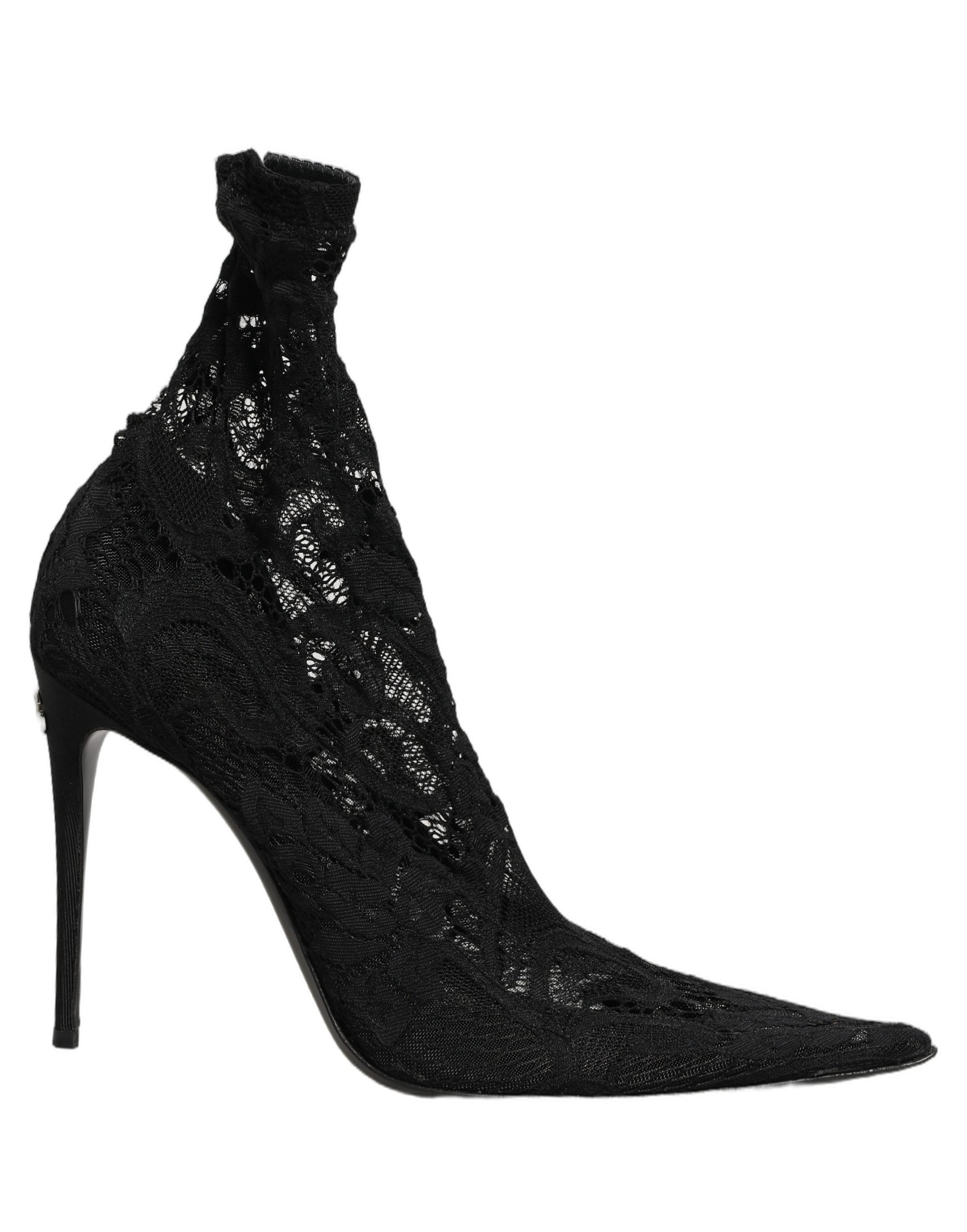 Black Socks Taormina Lace Pumps Boots Shoes