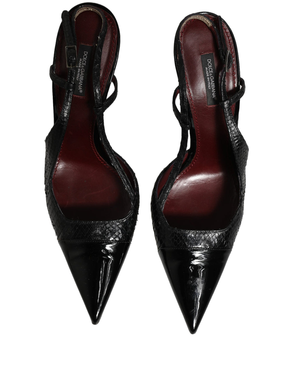 Black Exotic Patent Leather Slingback Pumps Shoes