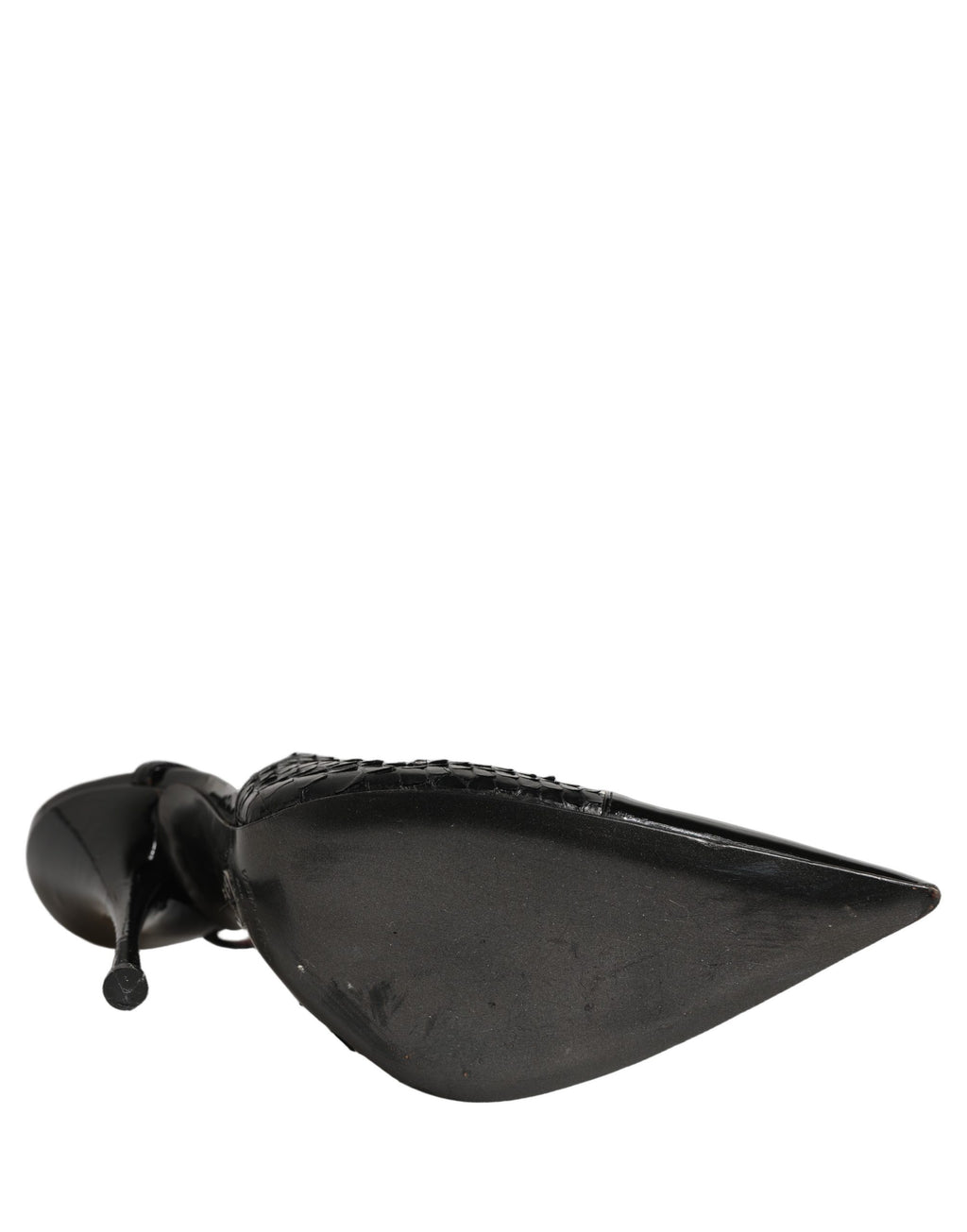 Black Exotic Patent Leather Slingback Pumps Shoes