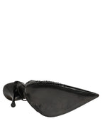Black Exotic Patent Leather Slingback Pumps Shoes