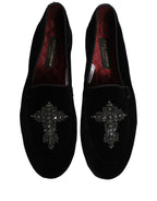Black Suede Embellished Dress Loafers Shoes