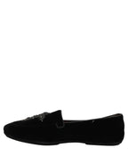 Black Suede Embellished Dress Loafers Shoes
