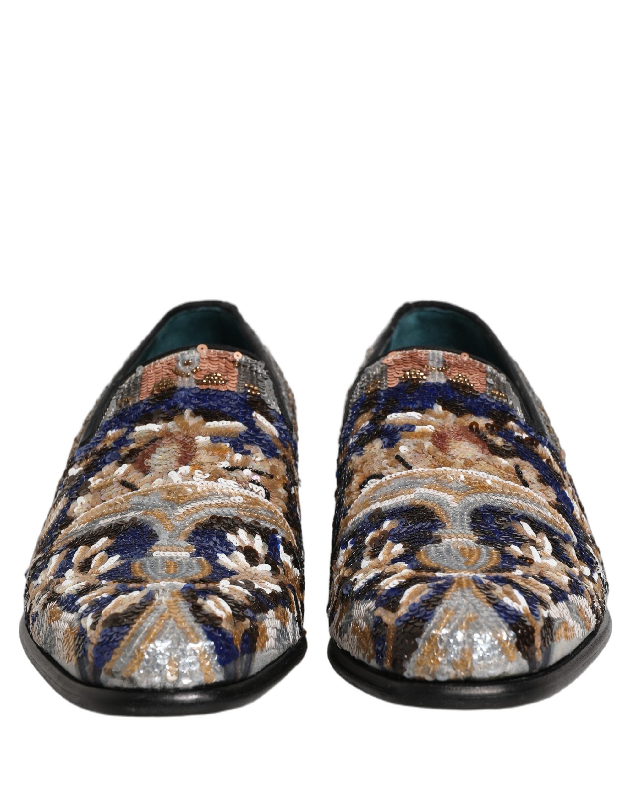 Multicolor Embroidered Sequin Loafers Shoes