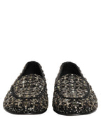 Silver Leather Logo Slip On Loafers Shoes