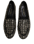 Silver Leather Logo Slip On Loafers Shoes