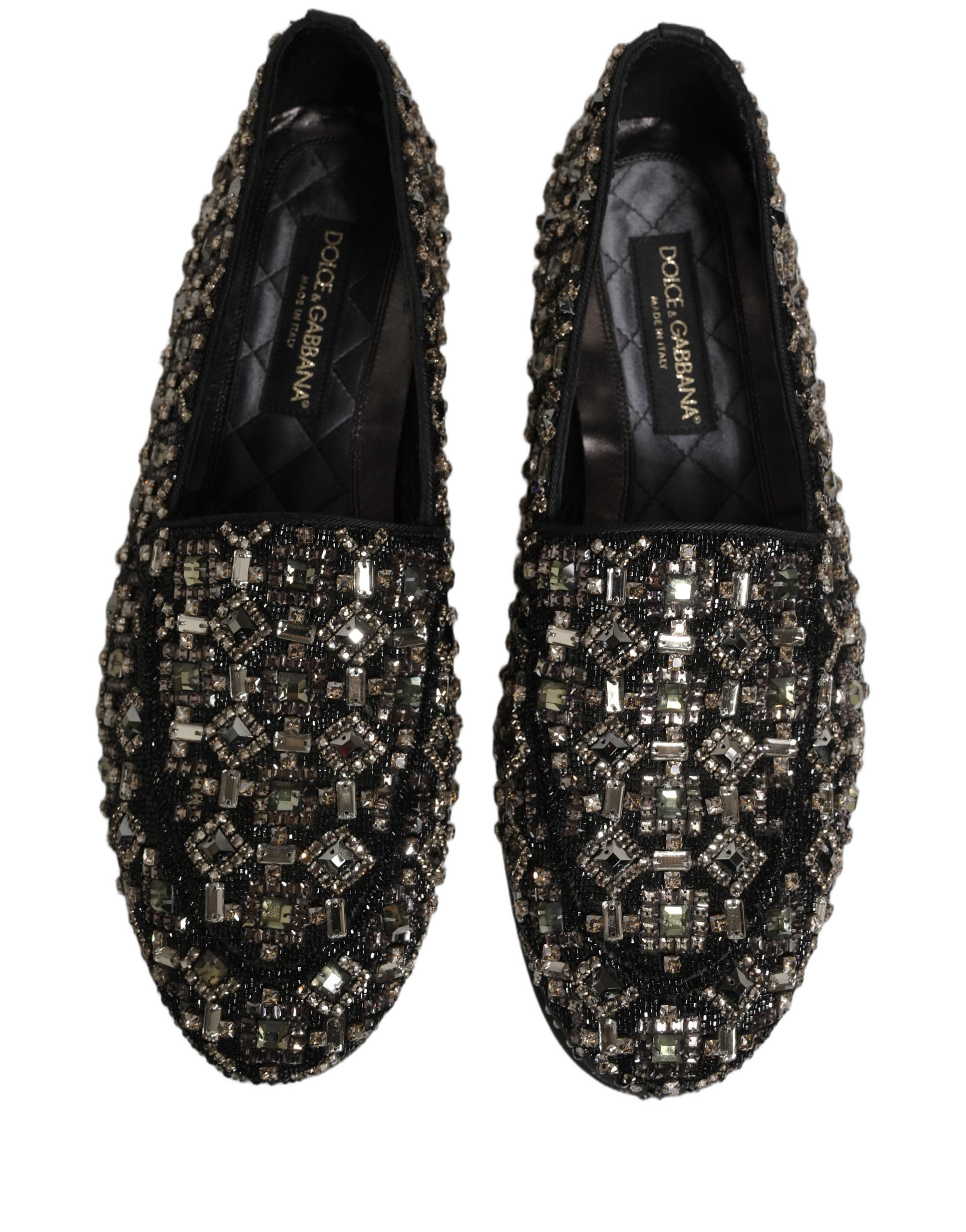 Black Crystal Embellished Dress Loafers Shoes