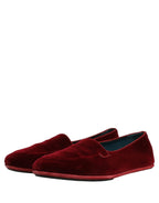 Maroon Velvet Slip On Men Flats Loafers Shoes