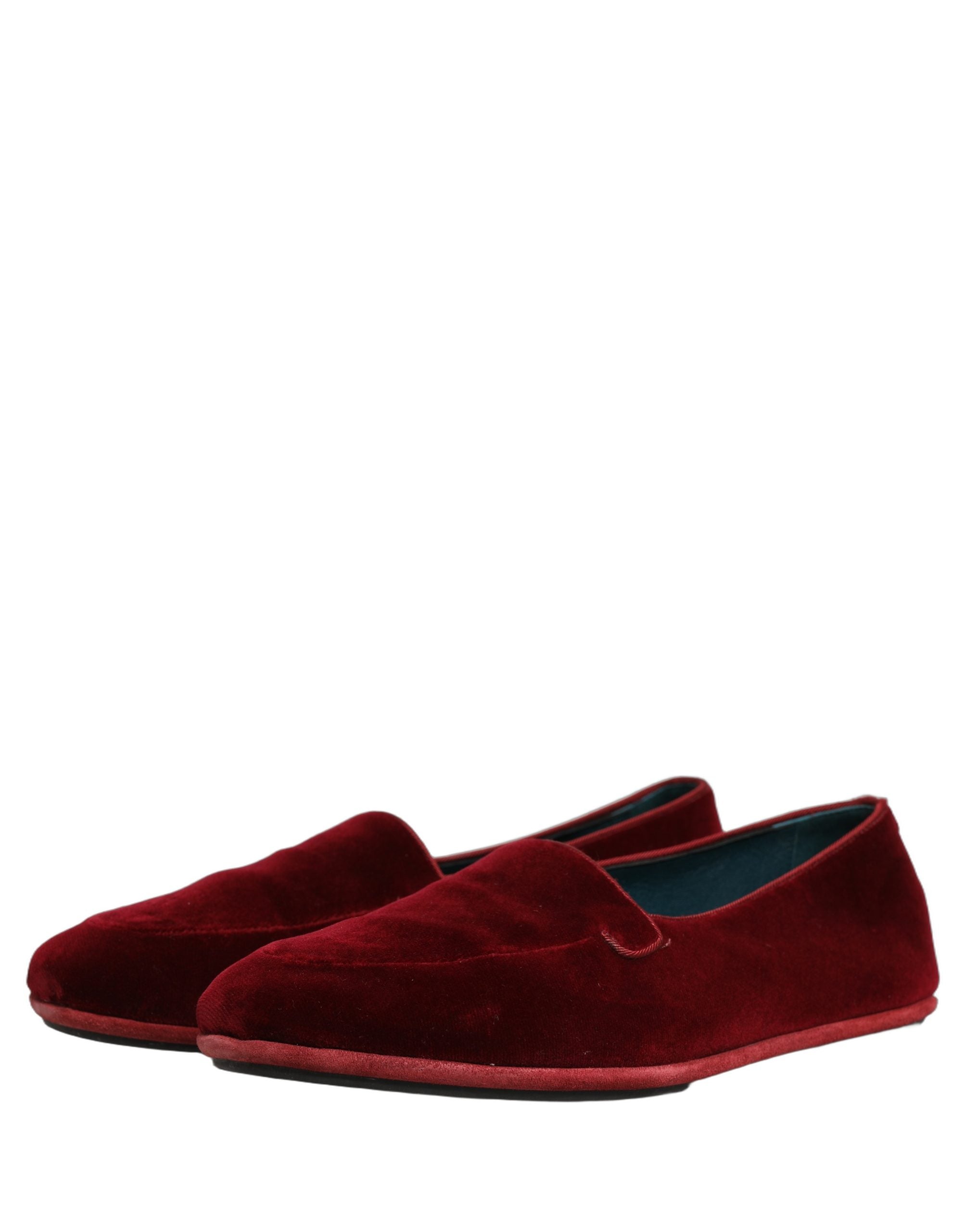 Maroon Velvet Slip On Men Flats Loafers Shoes